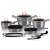 Berlinger Haus Moonlight Edition 12+2 piece cookware set, featuring pots, pans, a grill pan, and utensils