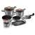 Berlinger Haus Moonlight Edition 12+2 piece cookware set, featuring pots, pans, a grill pan, and utensils