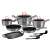 Berlinger Haus Moonlight Edition 12+2 piece cookware set, featuring pots, pans, a grill pan, and utensils