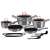 Berlinger Haus Moonlight Edition 12+2 piece cookware set, featuring pots, pans, a grill pan, and utensils