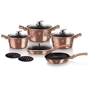 Berlinger Haus BH 6191 11 piece rose gold cookware set with pots, pans, and lids - Berlinger Haus
