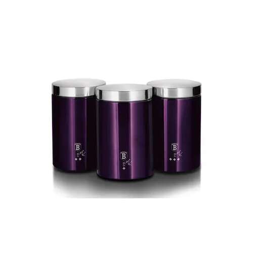 Set de 3 cutii Berlinger Haus Eclipse, din oțel inoxidabil, culoare violet, design modern