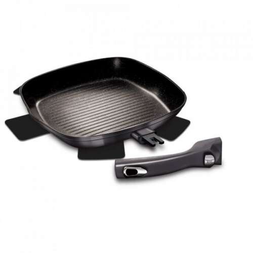 BerlingerHaus BH 6914 Metallic Line Carbon Pro Edition Grillpfanne, 28cm, dunkelgrau, mit abnehmbarem Griff
