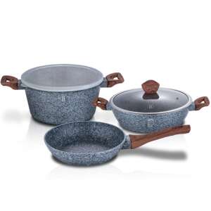 Berlinger Haus Forest Line 5 piece cookware set with marble coating and wooden handles - Crockery