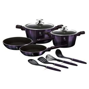 Berlinger Haus Purple Eclipse 10-Piece Cookware Set with Pans, Pots, and Utensils - Crockery