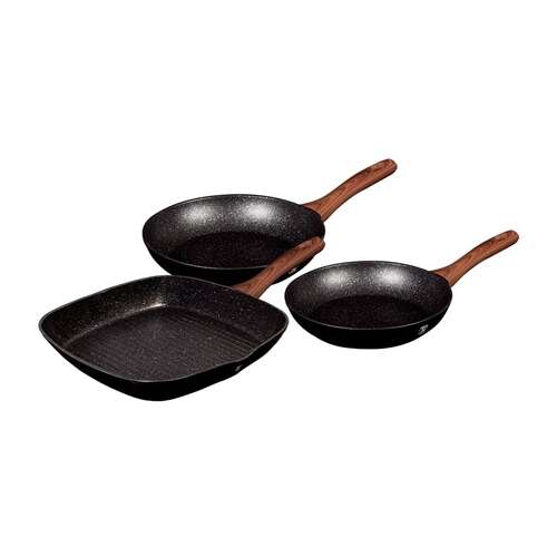 Berlinger Haus Ebony Rosewood Collection 3-teiliges Kochgeschirr-Set, enthält 2 Bratpfannen und 1 Grillpfanne