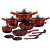 Berlinger Haus Black Burgundy Line 15-piece cookware set, featuring pots, pans, and accessories