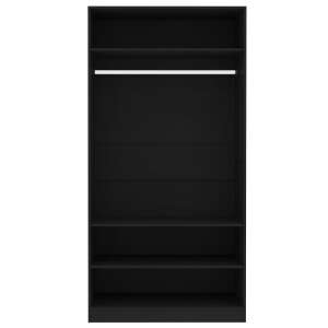 vidaXL black assembled wooden wardrobe with shelves and hanging rod - Office Furniture