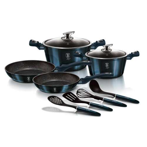Berlinger Haus Aquamarine Metalic Line 10 piece cookware set, BH 6143, induction compatible, non-stick, marble coating