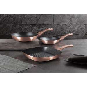 Berlinger Haus Rose Gold Line 3-częściowy zestaw naczyń kuchennych, zawiera patelnię o średnicy 20 cm, patelnię o średnicy 24 cm i patelnię grillową o wymiarach 28 cm - Berlinger Haus Patelnia