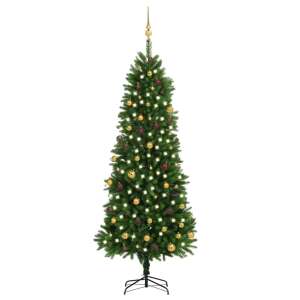 vidaXL zöld műkarácsonyfa LED-fényekkel és gömbszettel 240 cm 60138235 