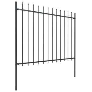 vidaXL black spear-topped garden steel fence panel - Fence element