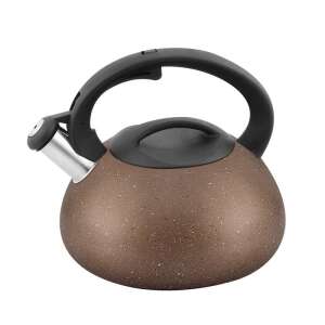 Ceainic din oțel inoxidabil maro cu mâner negru, capacitate de 2,5 litri - Ceainic