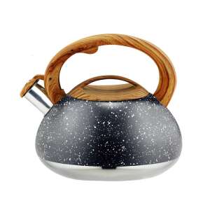 Black stainless steel kettle with wooden handle, 2.5 liter capacity - Teapot