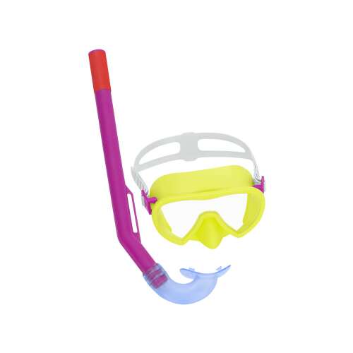 Set mască și tub de snorkeling Bestway Crusader Essential pentru copii, galben și violet