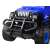 Close-up of blue remote control off-road vehicle front bumper