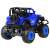 Back view of blue remote control off-road vehicle