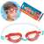 Bestway Aqua Burst swimming goggles for kids, red, worn by a child, packaging