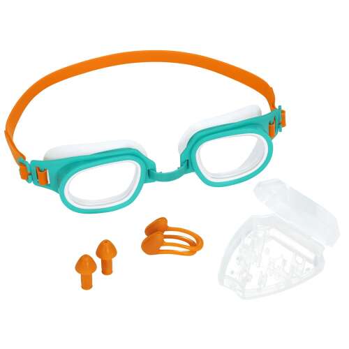 Set de ochelari de înot Bestway Aquanaut Essential pentru copii de 7 ani și mai mari, include ochelari, clește de nas, dopuri pentru urechi și o husă de depozitare