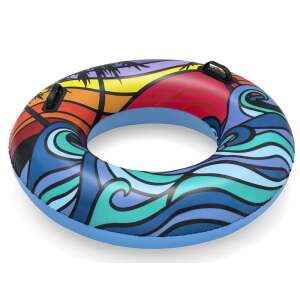 Bestway 91 cm aufblasbarer Ring mit Griffen, farbenfrohes Wellendesign - Schwimmreifen für Kinder