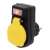 Outdoor switched socket with child protection, black and yellow, IP44