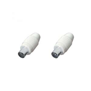 White coaxial connector, F-type connector, screw-on, 2 pack - Coax connector