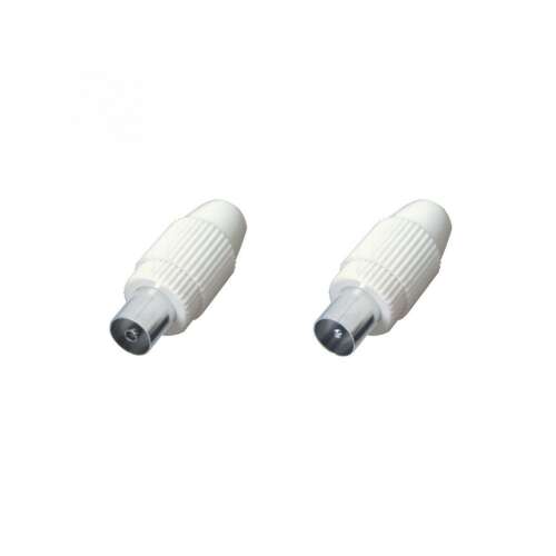 White coaxial connector, F-type connector, screw-on, 2 pack