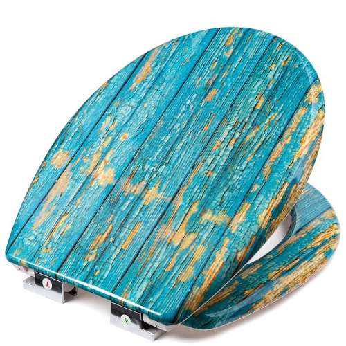 SmileHOME by Pepita kék fa hatású WC ülőke lassú záródású zsanérokkal