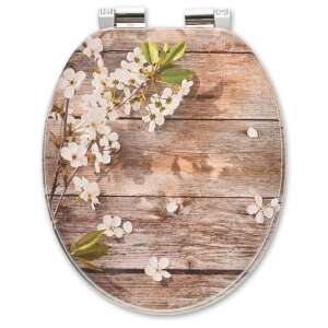 SmileHOME MDF WC sedadlo s pomaly sa zatvárajúcim vekom - kvety #brown