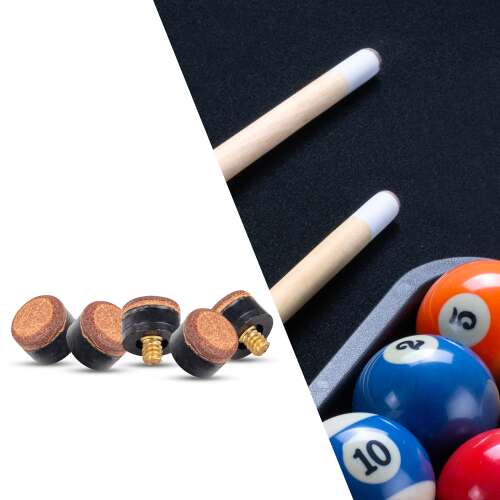 inSPORTline Cuesome Tips 5 db biliárd dákó hegy, pótló hegyek biliárd dákókhoz, barna bőr hegyek, 14 mm átmérő, 4,5 mm menet