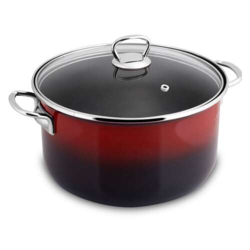 Lamart LT1183 piros és fekete alumínium fazék üvegtetővel