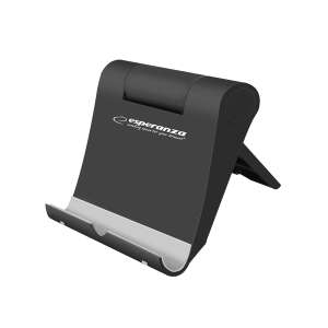 Czarny składany stojak na telefon i tablet Esperanza Faro - Biurkowy uchwyt na telefon