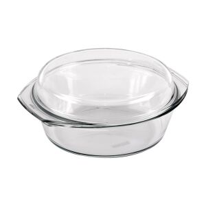 Simax 2 Liter Round Glass Casserole Dish with Lid, heat resistant, clear glass - Bakeware