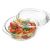 Simax 2 Liter Round Glass Casserole Dish with Lid, heat resistant, filled with pasta and vegetables