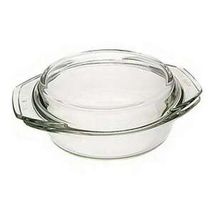 Simax 1L round glass casserole dish with lid, oven safe, microwave safe, dishwasher safe - Kitchen & dining
