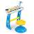 Blue kids electronic keyboard with microphone and stool, My Music Station