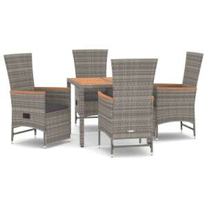 Grey polyrattan garden dining set with 4 chairs and a square table - Garden Dining Set
