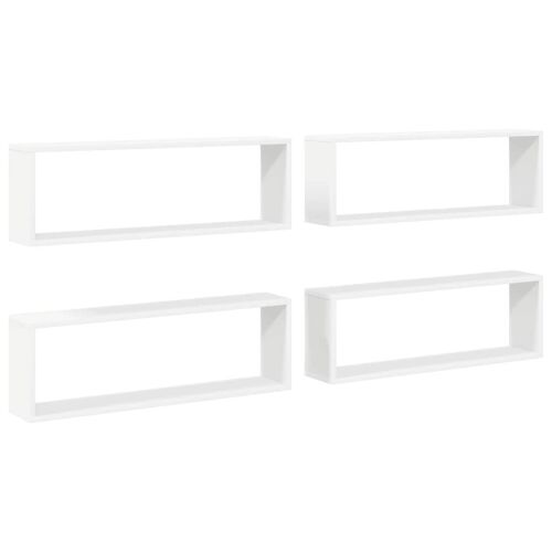 4 db Fehér Fali Kockapolc - 80x15x26,5 cm