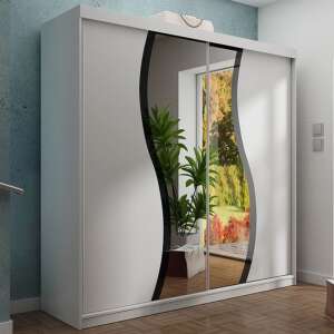 Moon9 Šatníková skriňa s posuvnými dverami a zrkadlom 200x200cm #white