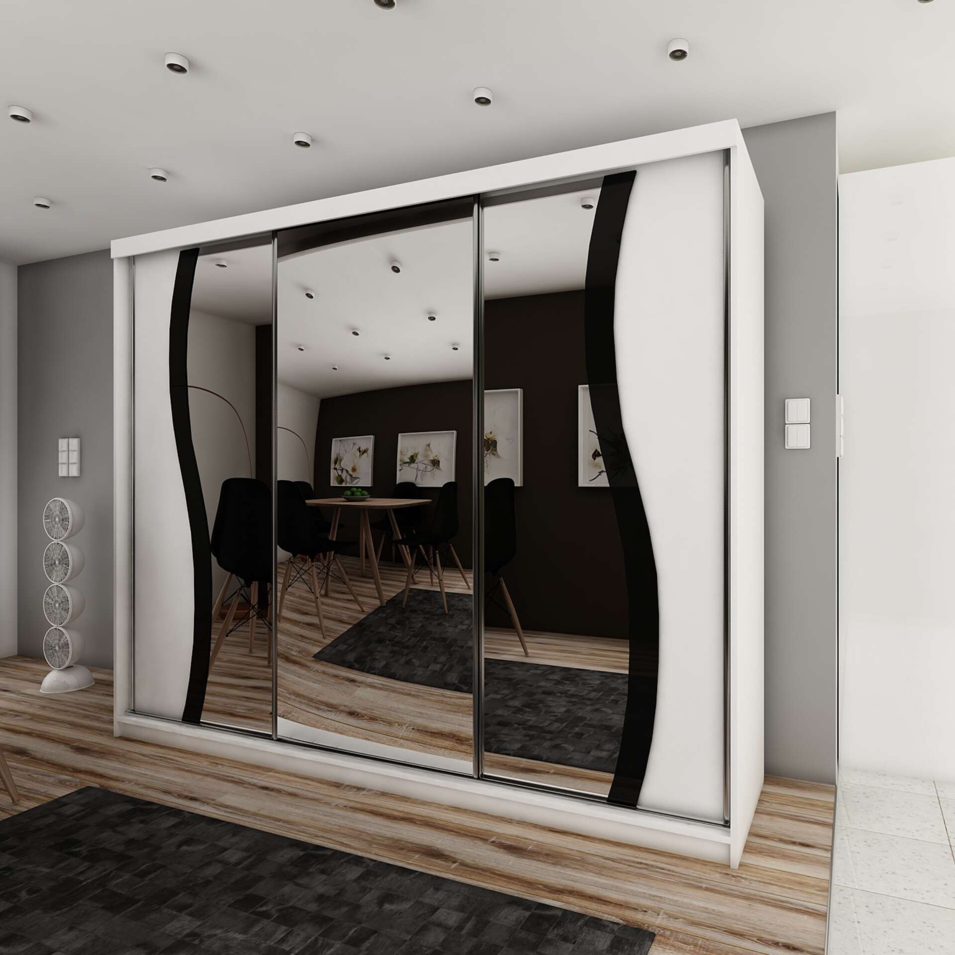 Moon9 Tolóajtós Szekrény tükörrel 250x200cm #fehér