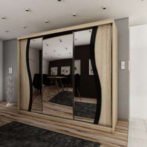 Moon9 Šatníková skriňa s posuvnými dverami a zrkadlom 250x200cm #sonoma dub