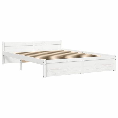 vidaXL fehér tömör fa ágykeret 150x200 cm (5FT King Size)