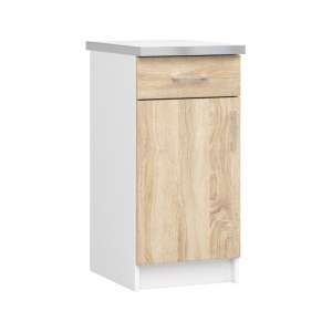 Akord - Lima S40 álló szekrény fehér/Dub Sonoma, 82x40x44,5 cm, 1 fiók, 2 polc, önszerelés