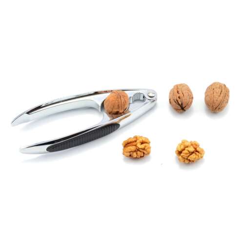 Diótörő, mogyorótörő, 16cm, krómozott fém, fekete fogantyú, könnyen használható, erős, tartós, konyhai eszköz