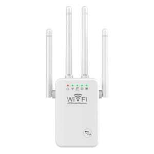 White WiFi repeater with three antennas, AP/Router/Repeater - Signal Booster