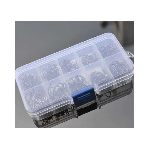 100 piece fishing hook set with storage box