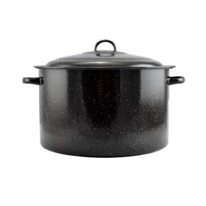 Fekete zománcozott lábas fedővel, 36 cm, 20 liter - Perfect Home