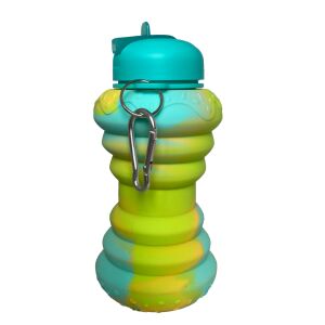 Skladacia silikónová fľaša na vodu - 600 ml - Fialovo-Ružová - Preprava jedla a nápojov