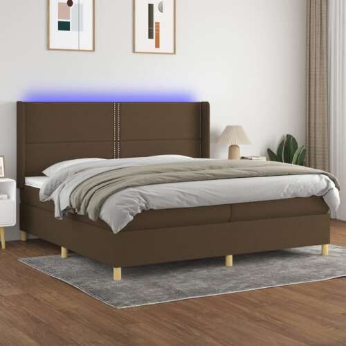 vidaXL barna szövet rugós és LED-es ágy matraccal 200x200 cm 60248779