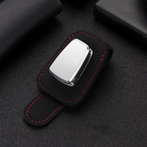 Black Leather Car Sunglass Holder Clip for Sun Visor - Car Organizer